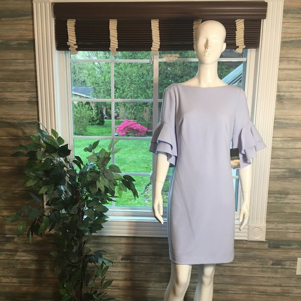 RALPH LAUREN Light Blue Crepe Dress Size 8